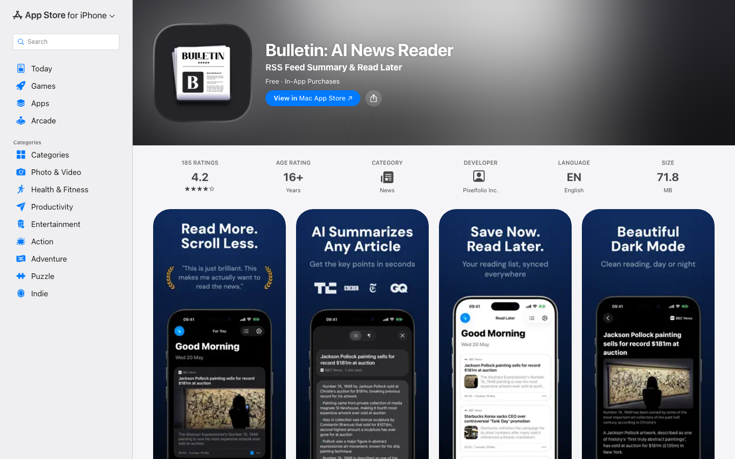 Bulletin 官方 App Store 产品与界面截图