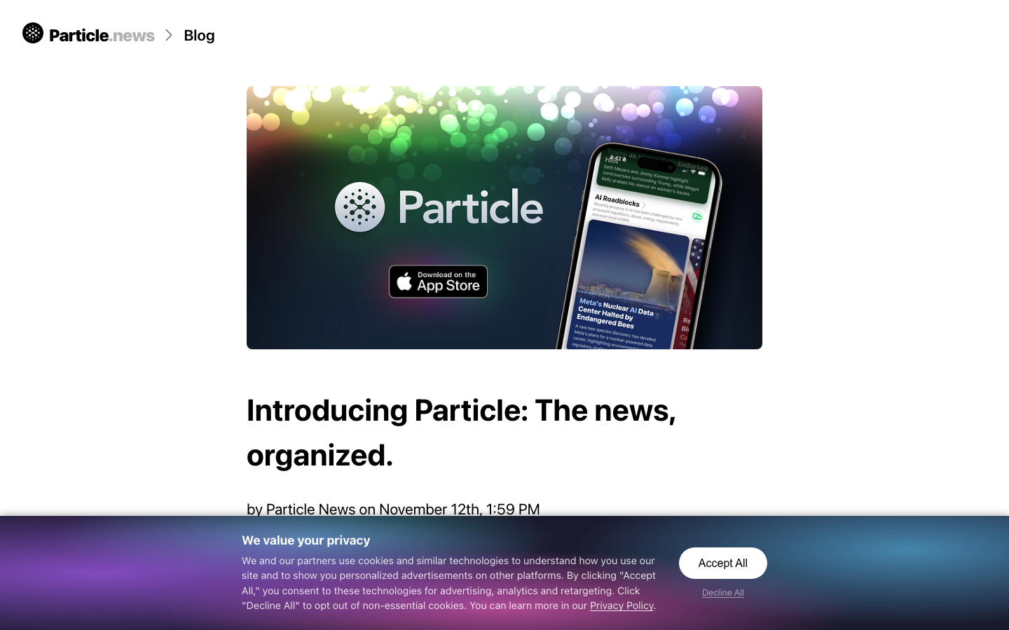 Particle 官方发布页展示 Story-first 新闻产品