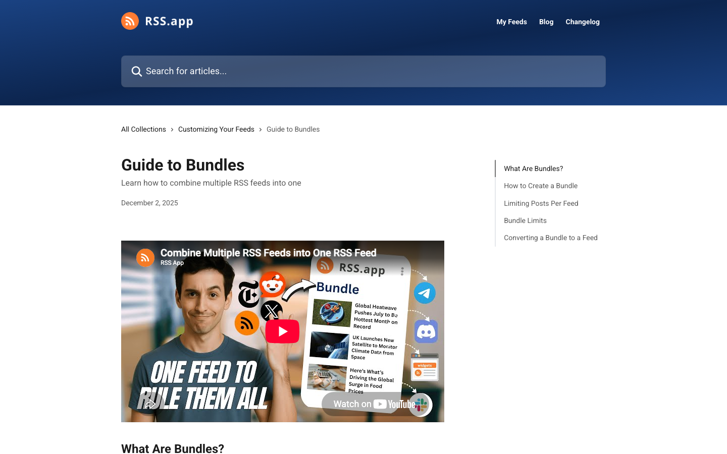 RSS.app 官方 Bundle 文档：多个 feed 可继续组合并重新输出