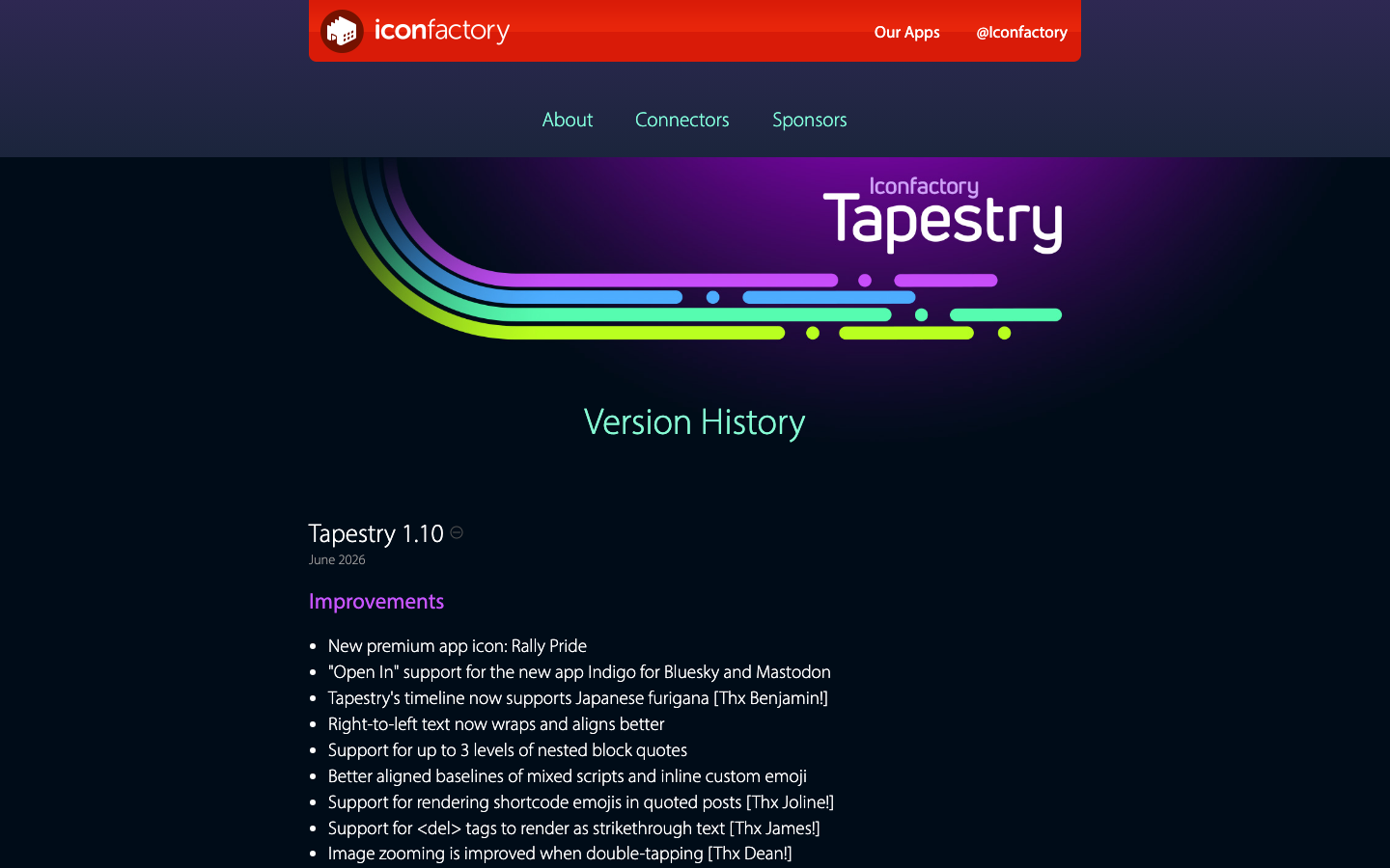 Tapestry 版本历史记录 connector、iCloud 与迁移可靠性演进
